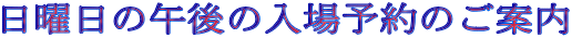 日曜日の午後の入場予約のご案内