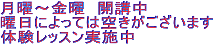 月曜～金曜　開講中 曜日によっては空きがございます 体験レッスン実施中