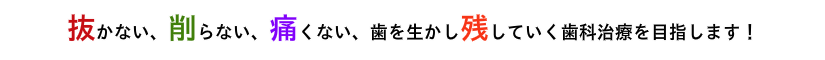 抜かない、削らない、痛くない、歯を生かし残していく歯科治療を目指します。浜松市　中区　歯科　歯医者